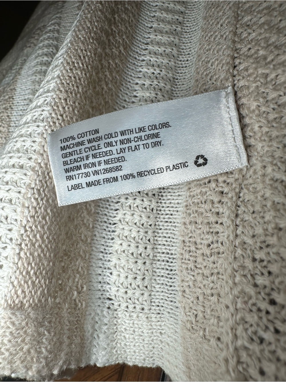 Mossimo Supply Co Cream Striped Waterfall High Low Cardigan Sweater M - Picture 7 of 9
